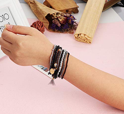 MILACOLATO 6Sets Boho Bead Bracelets Set Multilayered Stackable Bracelets Comfortable Stretch Bracelets Multicolor Bohemian Charm Bracelets for Women Men - Image 3