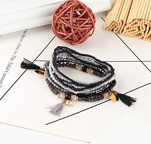 MILACOLATO 6Sets Boho Bead Bracelets Set Multilayered Stackable Bracelets Comfortable Stretch Bracelets Multicolor Bohemian Charm Bracelets for Women Men - Image 4