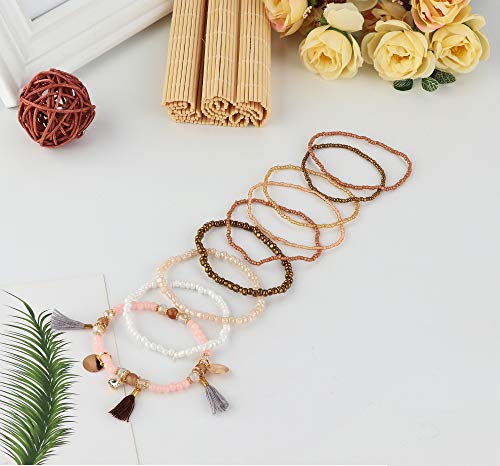 MILACOLATO 6Sets Boho Bead Bracelets Set Multilayered Stackable Bracelets Comfortable Stretch Bracelets Multicolor Bohemian Charm Bracelets for Women Men - Image 5