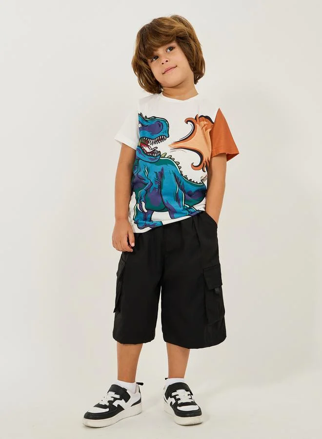 Styli Solid Cargo Loose Fit Shorts