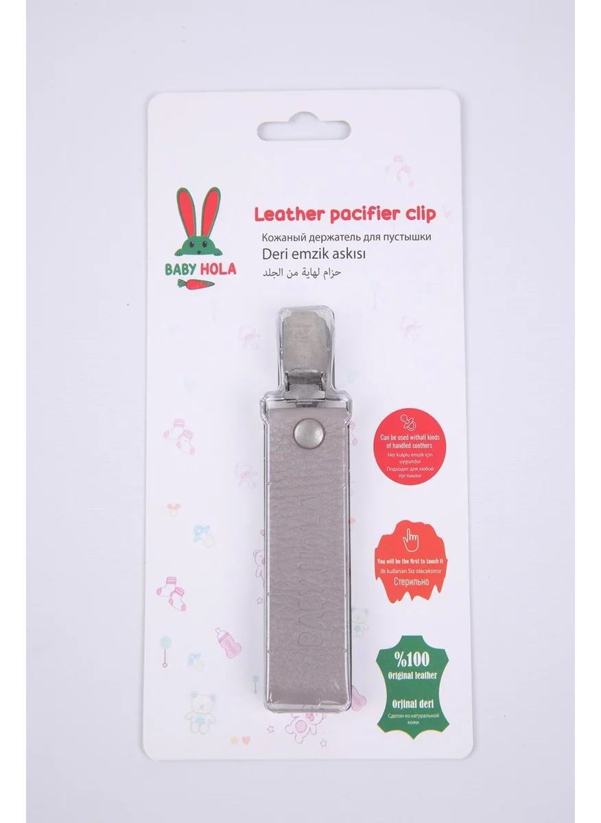 Baby Hola Babyhola Pacifier Strap with Protected Metal Clip 100% Genuine Leather Specially Packaged Gift 1072-1