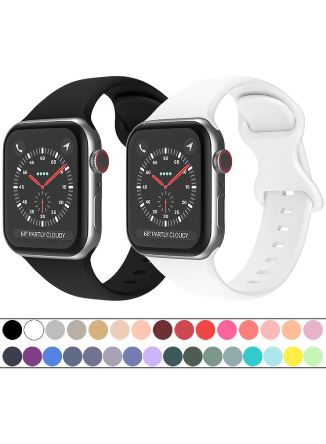 لحزام Apple السيليكون Iwatch Strap Apple Watch مع مشبك فراشة 8 إبزيم حقيبة حزام Apple مشبك - اللون: وردي عتيق - المواصفات: 42/44/45/49 مم حجم كبير - Image 2