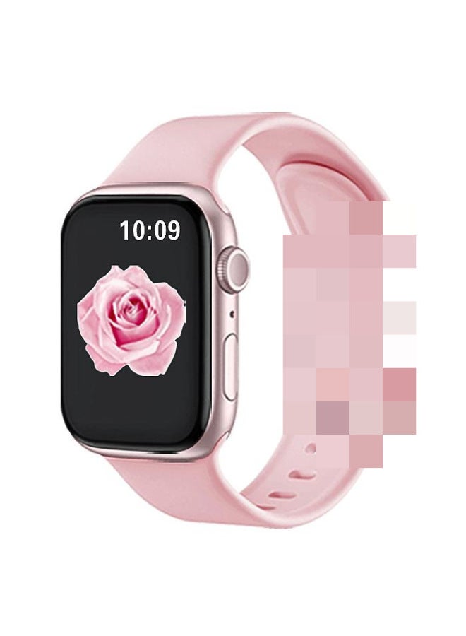 لحزام Apple السيليكون Iwatch Strap Apple Watch مع مشبك فراشة 8 إبزيم حقيبة حزام Apple مشبك - اللون: وردي عتيق - المواصفات: 42/44/45/49 مم حجم كبير - Image 1