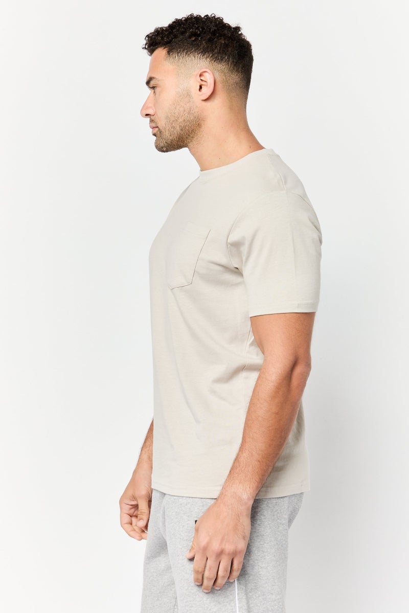 RBX Men Sportswear Fit Short Sleeve Outdoor T-Shirt, Beige  - Image 4
