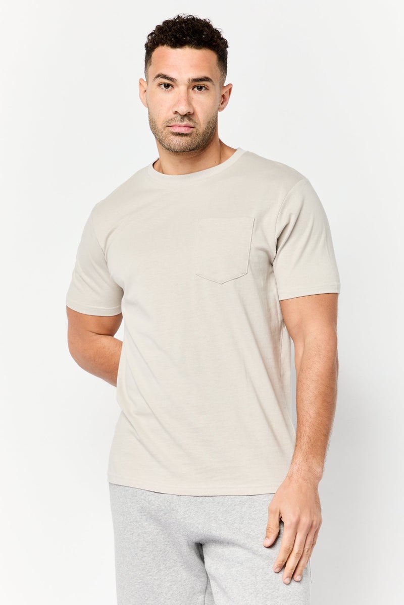 RBX Men Sportswear Fit Short Sleeve Outdoor T-Shirt, Beige  - Image 1