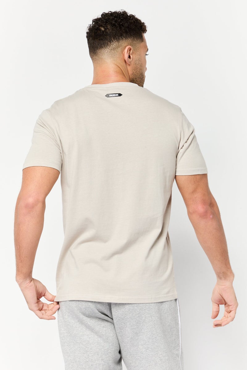 RBX تي شيرت رياضي للرجال بأكمام قصيرة مناسب للخارج، بيج - Image 2
