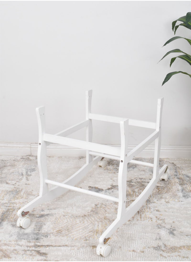 FUN MOMENT - Rattan Moses Basket with Rocking Base White - Image 1
