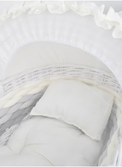 FUN MOMENT Rattan Moses Basket with Rocking Base White  - Image 4
