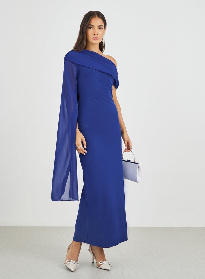 ستايلي فستان ماكسي ضيق بأكمام كاب ستايلي سوليد ون - Image 2