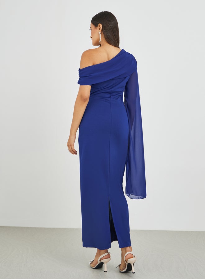 ستايلي فستان ماكسي ضيق بأكمام كاب ستايلي سوليد ون - Image 5