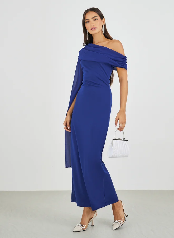 ستايلي Styli Solid One Cape Sleeve Bodycon Maxi Dress