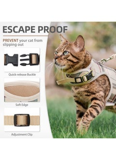 PUPTECK PUPTECK Soft Mesh Cat Vest Harness and Leash Set Puppy Padded Pet Harnesses Escape Proof for Cats Small Dogs Rabbits Bunny, Plaid Beige, L  - Image 3