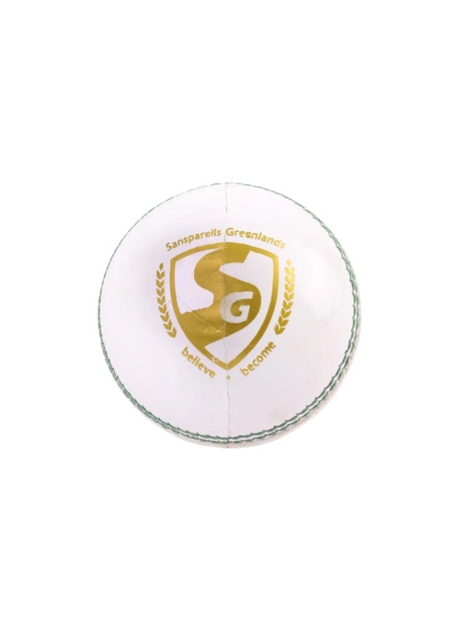 إس جي كرة كريكيت بيضاء من جلد الألوم الأصلي المصنوع يدويًا للصغار من نادي إس جي (صدق. كن) - Image 1