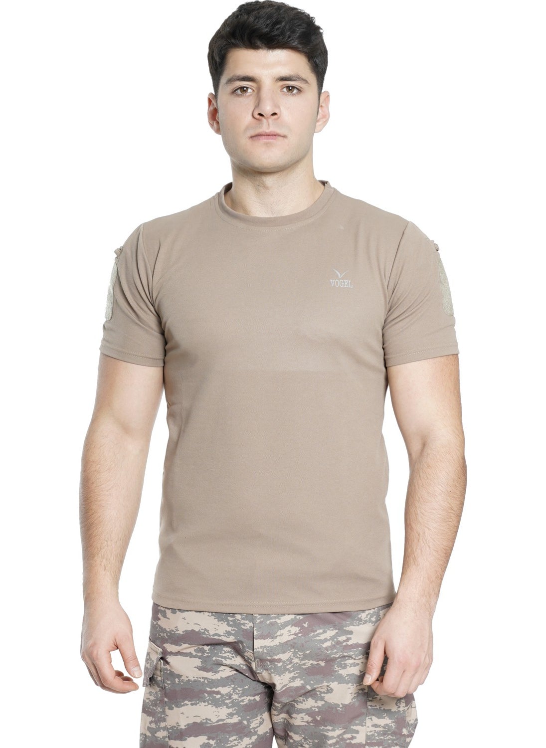 Vogel's - Short Sleeve Collarless Tactical T-Shirt Beige - Image 1