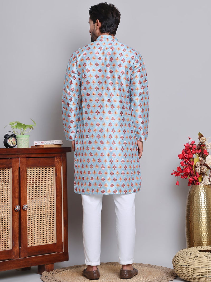 PRASHA Digital Printed Straight Kurta Set For Men ( JOKP 5148Blue ) - Image 2
