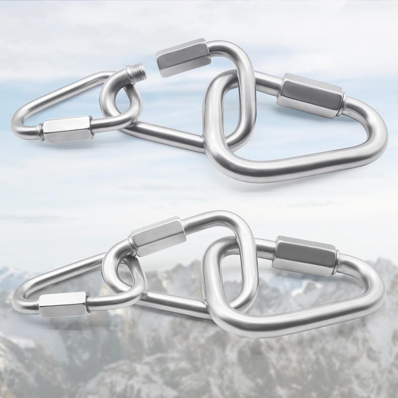 Anvin 2 Pack Large Quick Links M10 3.5Inch Heavy Duty Carabiner Stainless Steel Chain Links Connector Triangle Locking Chain Hooks Screw Links for Camping Outdoor Equipment Hammocks, 2400 Lbs Capacity - Image 2