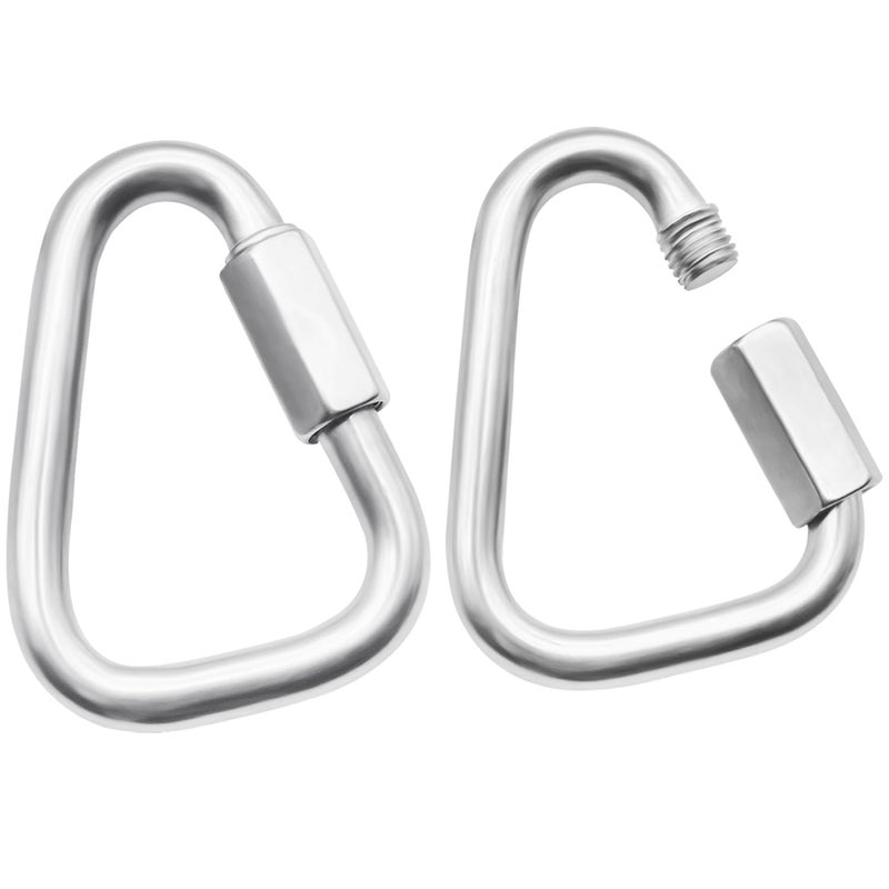 Anvin 2 Pack Large Quick Links M10 3.5Inch Heavy Duty Carabiner Stainless Steel Chain Links Connector Triangle Locking Chain Hooks Screw Links for Camping Outdoor Equipment Hammocks, 2400 Lbs Capacity - Image 1