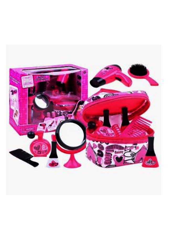 Hairdressing and Vanity Bag Beauty Set Girls Styling Pretend Makeup Accessories Playset Including Hairdryer Cosmetic Set For kids - Image 1