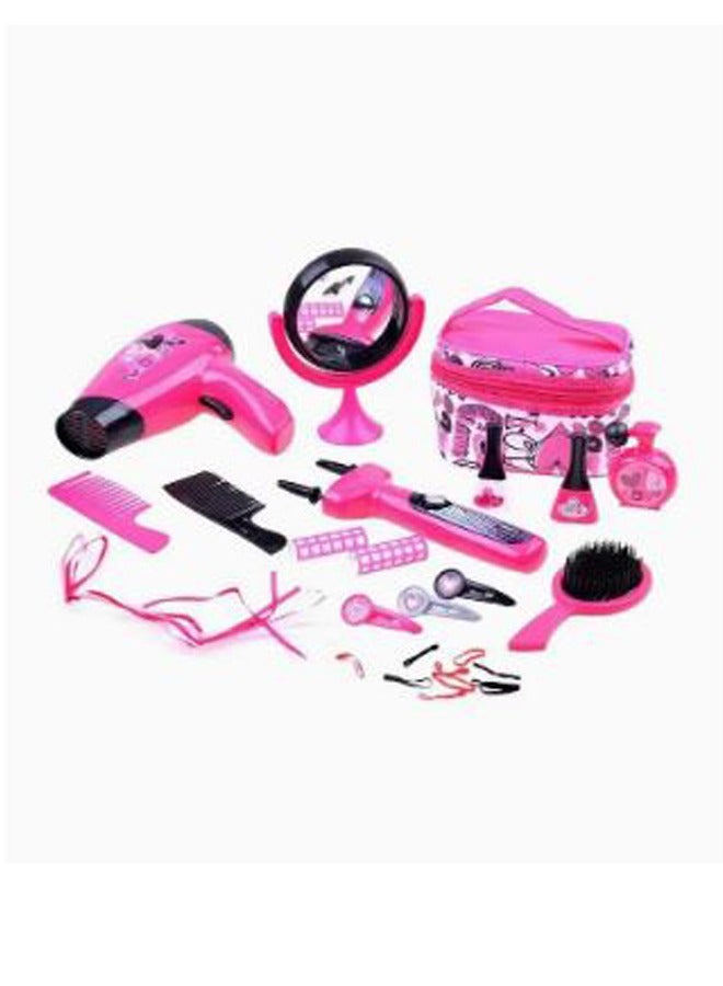 Hairdressing and Vanity Bag Beauty Set Girls Styling Pretend Makeup Accessories Playset Including Hairdryer Cosmetic Set For kids - Image 2