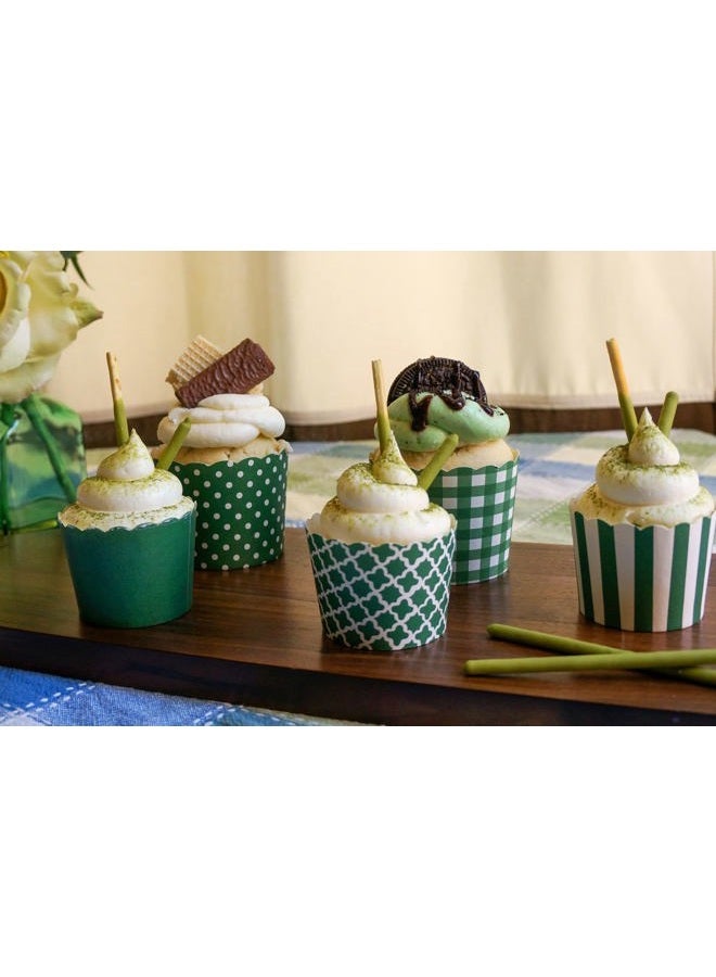 BAKE-IN-CUP 50-Pack Paper Baking Cups, Greaseproof Disposable Cupcake Liners (Large, Green Polka Dots) - Image 5