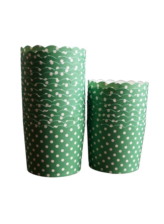 BAKE-IN-CUP 50-Pack Paper Baking Cups, Greaseproof Disposable Cupcake Liners (Large, Green Polka Dots) - Image 4