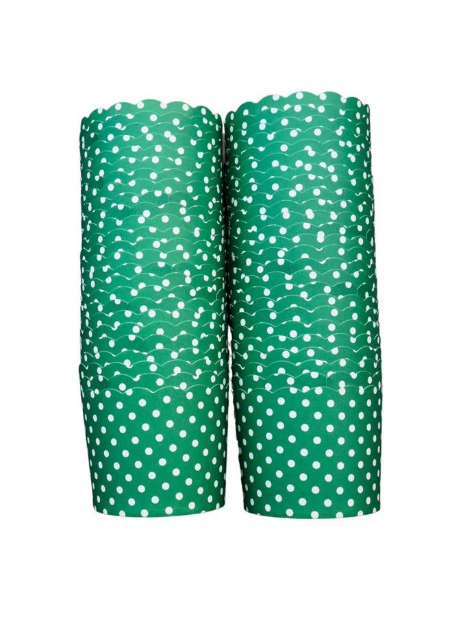 BAKE-IN-CUP 50-Pack Paper Baking Cups, Greaseproof Disposable Cupcake Liners (Large, Green Polka Dots) - Image 1