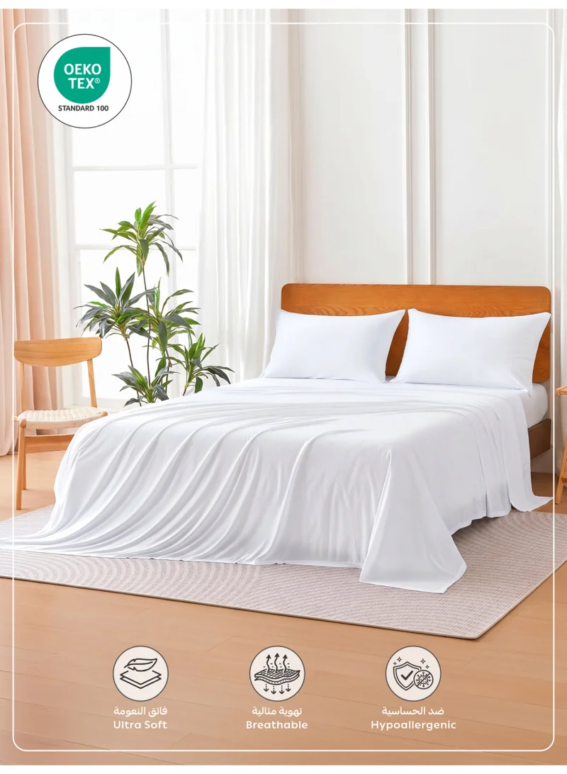 Donetella 4-Piece Super King Bed Sheet Set – Fits 200×200+35 cm – Ultra Soft Brushed Microfiber – Extra Deep Pocket, Secure Elastic All Around – 1 Flat Sheet, 1 Fitted Sheet & 2 Pillowcases, All-Season Comfort – Wrinkle & Fade Resistant, Hypoallergenic