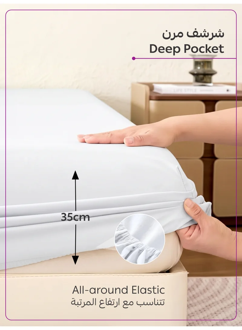 Donetella 200 X 200 Cm 4-Piece Super King Bed Sheet Set – Fits 200×200+35 cm – Ultra Soft Brushed Microfiber – Extra Deep Pocket, Secure Elastic All Around – 1 Flat Sheet, 1 Fitted Sheet & 2 Pillowcases, All-Season Comfort – Wrinkle & Fade Resistant, Hypoallergenic  | Best Price UAE