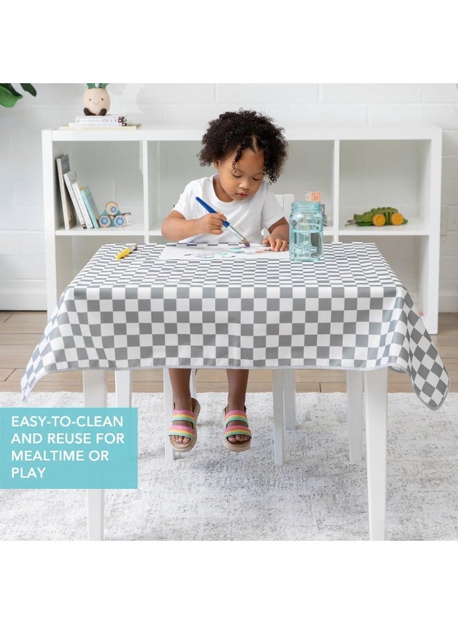 Bumkins Baby Splat Mat for Under High Chair, Babies Toddlers Eating Mess Mat, Waterproof Reusable Cloth for Arts and Crafts, Playtime for Kids, Floors or Tables, Fabric 42inx42in, Gray Check - Image 4