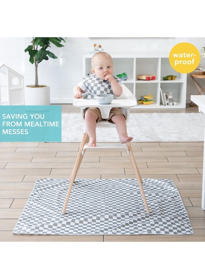Bumkins Baby Splat Mat for Under High Chair, Babies Toddlers Eating Mess Mat, Waterproof Reusable Cloth for Arts and Crafts, Playtime for Kids, Floors or Tables, Fabric 42inx42in, Gray Check - Image 2