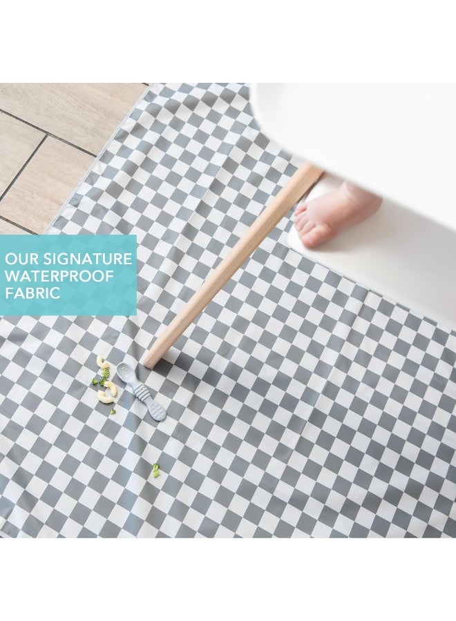 Bumkins Baby Splat Mat for Under High Chair, Babies Toddlers Eating Mess Mat, Waterproof Reusable Cloth for Arts and Crafts, Playtime for Kids, Floors or Tables, Fabric 42inx42in, Gray Check - Image 3