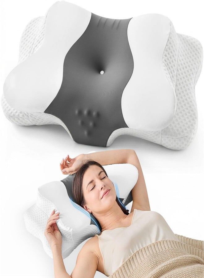 DISSA Cervical Neck Pillow for Side Sleepers Ergonomic Contour Memory Foam Pillow with Adjustable Orthopedic Neck Support for Pain Relief - Gift for Christmas & Birthdays - Image 1
