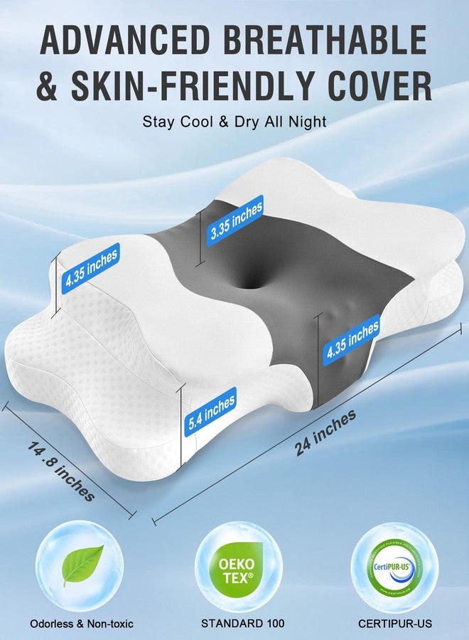 DISSA Cervical Neck Pillow for Side Sleepers Ergonomic Contour Memory Foam Pillow with Adjustable Orthopedic Neck Support for Pain Relief - Gift for Christmas & Birthdays - Image 2