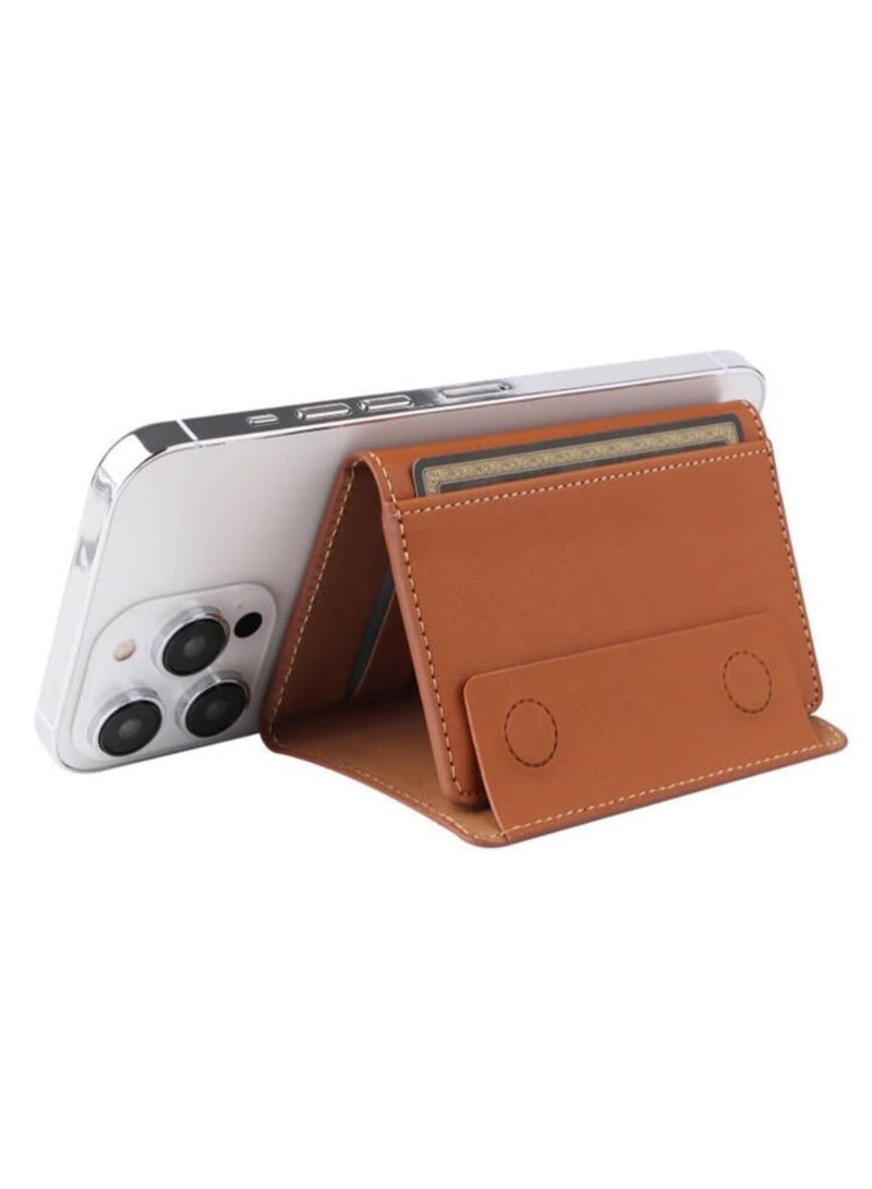 For Magsafe Wallet Stand Strong Magnet For iPhone 16 15 14 13 12 ProMax Case Macsafe Leather Phone Card Holder With 5 Cards Slot (black) - Image 2