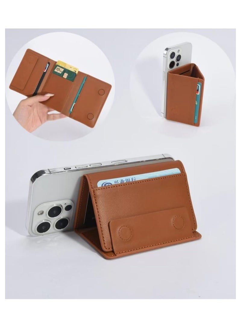 For Magsafe Wallet Stand Strong Magnet For iPhone 16 15 14 13 12 ProMax Case Macsafe Leather Phone Card Holder With 5 Cards Slot (black) - Image 3