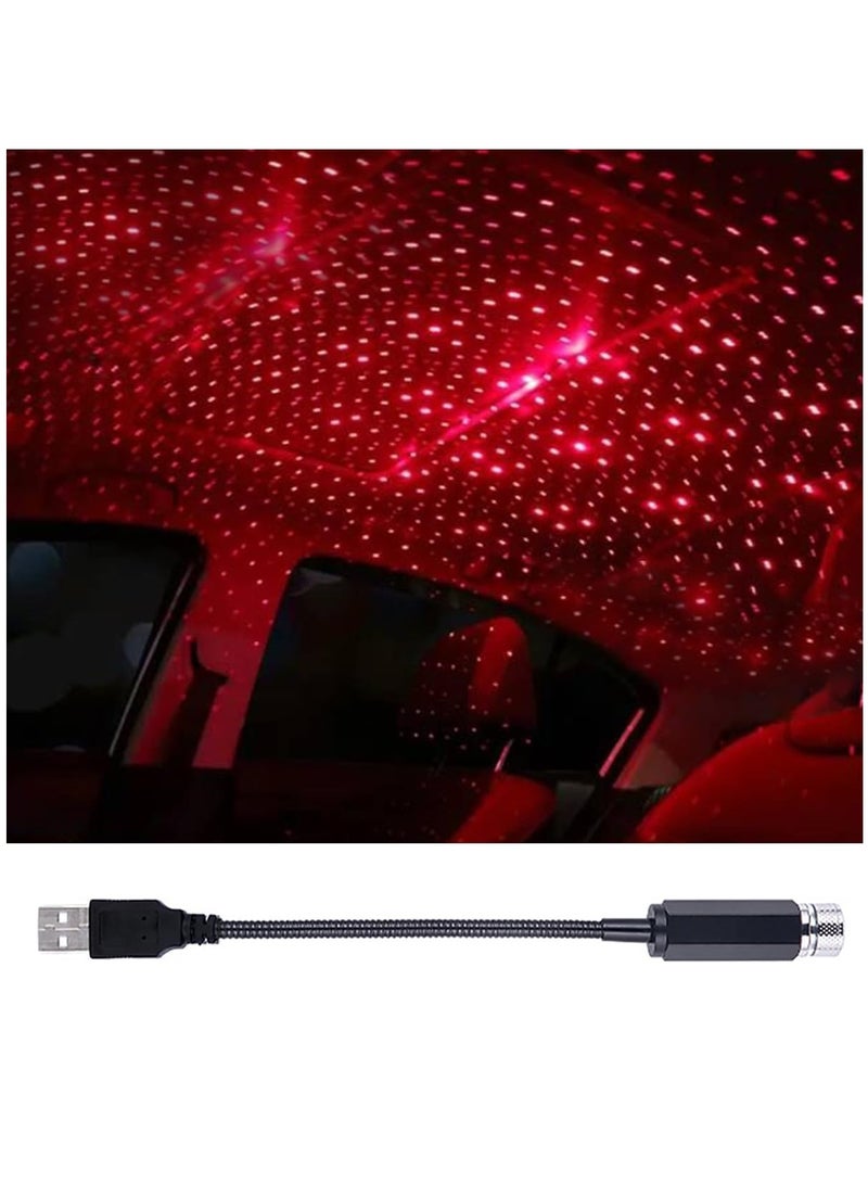 Car Roof Star Night Light, Portable Adjustable USB Flexible Interior LED Show Romantic Atmosphere Star Night Projector for Cars,Bedrooms,Parties,etc (Red) - Image 1