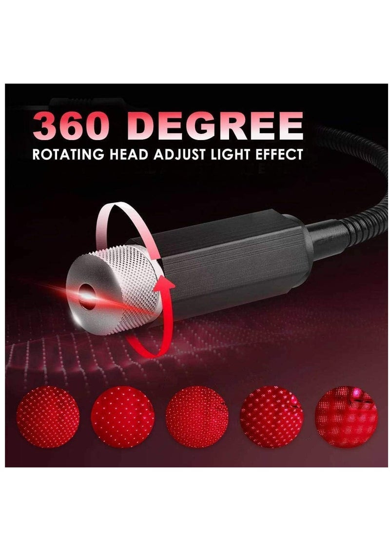 Car Roof Star Night Light, Portable Adjustable USB Flexible Interior LED Show Romantic Atmosphere Star Night Projector for Cars,Bedrooms,Parties,etc (Red) - Image 2