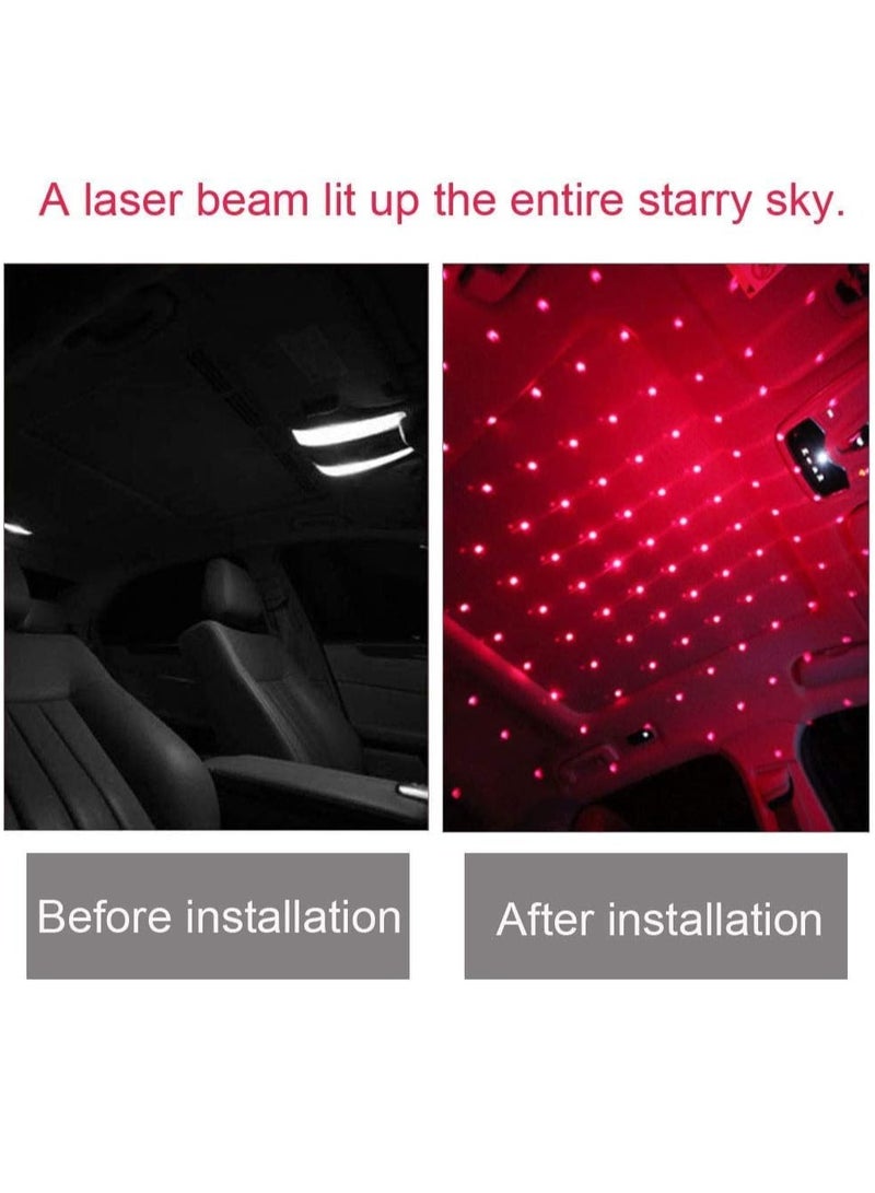 Car Roof Star Night Light, Portable Adjustable USB Flexible Interior LED Show Romantic Atmosphere Star Night Projector for Cars,Bedrooms,Parties,etc (Red) - Image 3