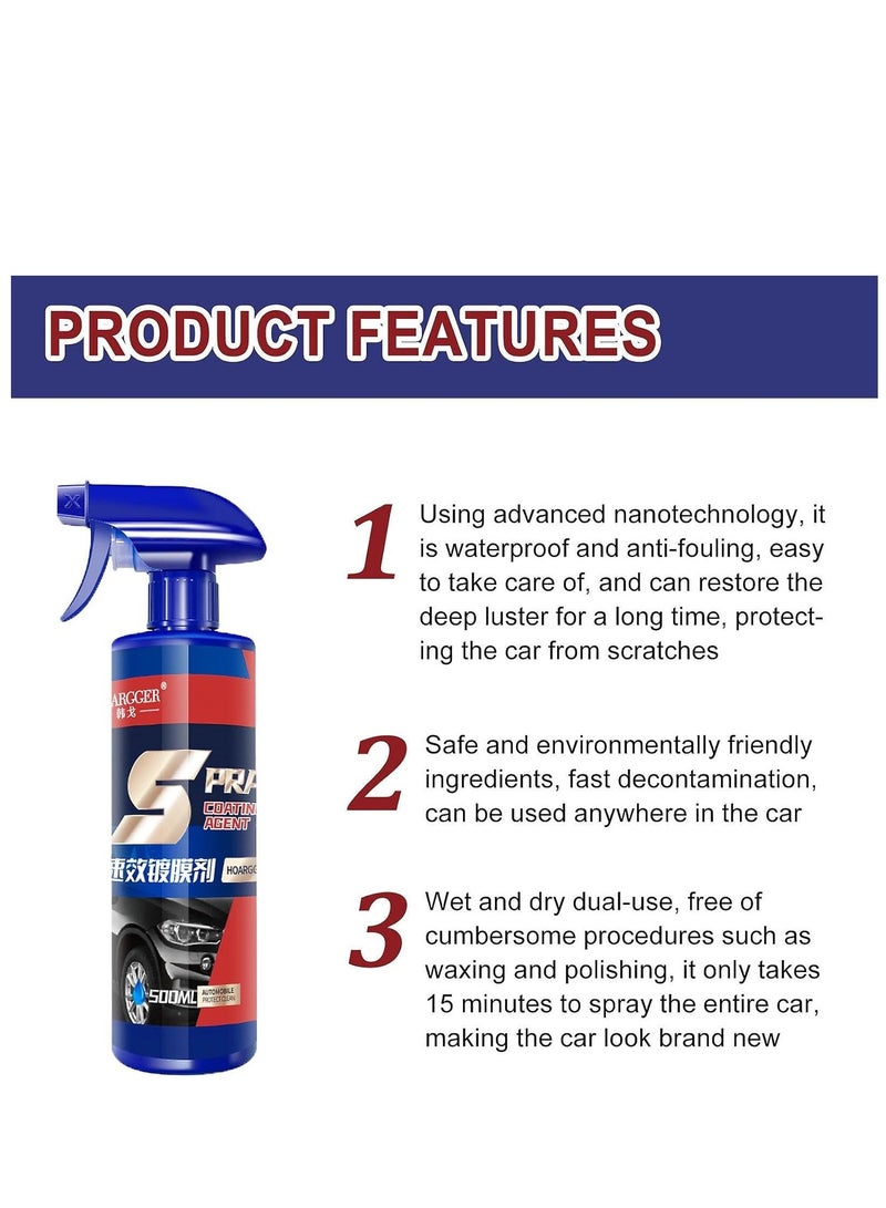 Generic 3 in 1 Ceramic Car Coating Spray, High Protection Quick Car Coating Spray, Car Coating Agent Nano Hand Spray Crystal, Car Paint Waxing Glazing, Ceramic Wax Polish Spray,Plastic Parts Refurbish Agent.  - Image 2