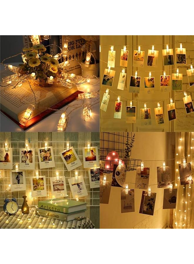 erorex Photo Clip String Lights Led Battery Operated Starry Fairy Copper String Lights With Clips Warm White For Pictures Bedroom Wall Patio Halloween Thanksgiving Party Wedding Décor - Image 4