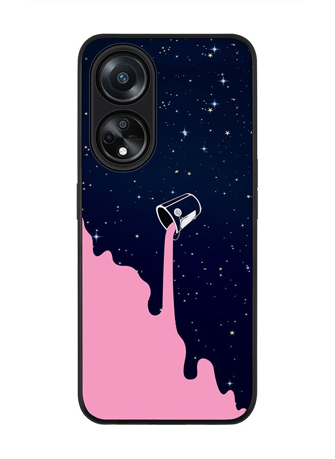 Stylizedd Rugged Black edge case for Oppo A98 5G, Slim fit Soft Case Flexible Rubber Edges Anti Drop TPU Gel Thin Cover- Berry Milky Way  - Image 1