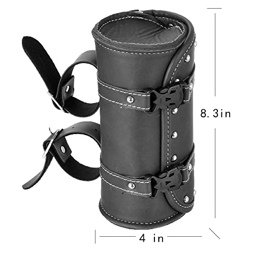ELAINESTORE Motorcycle Tool Bag, Universal Motorcycle Handlebar Bag, Black PU Leather Roll Saddlebags, Waterproof Sissybar Storage Fork Bag (Pirate Pattern) - Image 2