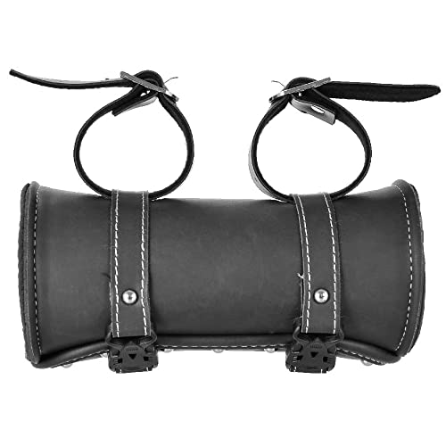 ELAINESTORE Motorcycle Tool Bag, Universal Motorcycle Handlebar Bag, Black PU Leather Roll Saddlebags, Waterproof Sissybar Storage Fork Bag (Pirate Pattern) - Image 4