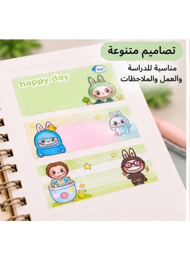 رول ملاحظات لاصقة بتصميمات كرتونية ملونة – سهل الاستخدام للكتابة وتنظيم الملاحظات والدراسة_متعدد الاشكال - Image 4