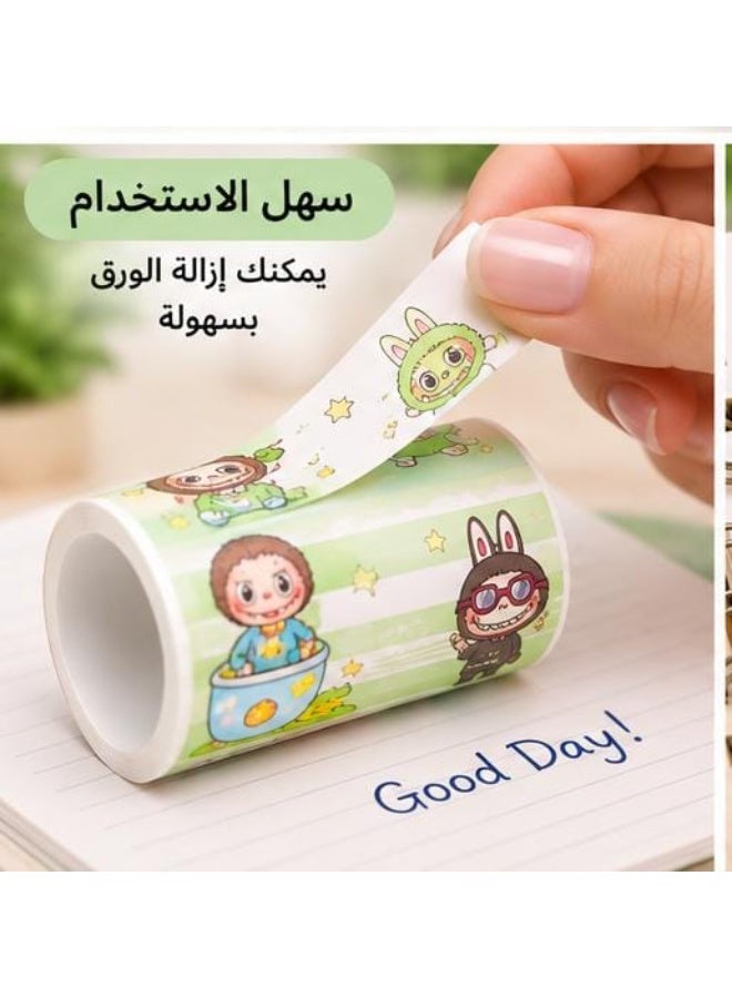 رول ملاحظات لاصقة بتصميمات كرتونية ملونة – سهل الاستخدام للكتابة وتنظيم الملاحظات والدراسة_متعدد الاشكال - Image 3