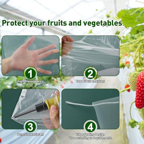 LECWELL Greenhouse Plastic Sheeting,6.5ftx5.9ft Greenhouse Film,Clear Polyethylene Film for Outdoor Plant,Farms,Garden,Agriculture,Waterproof Wind Frost Dust - Image 3