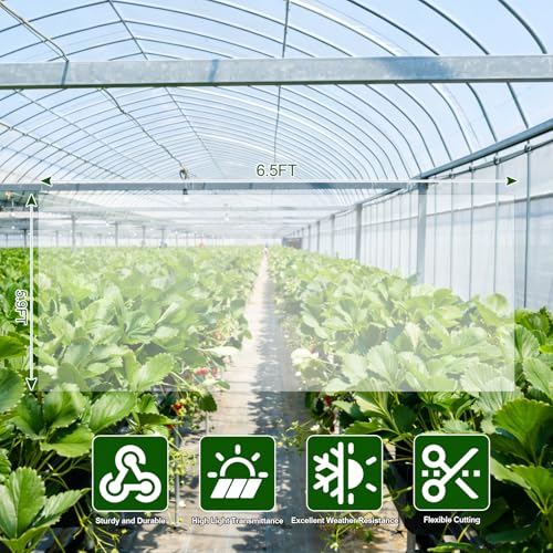 LECWELL Greenhouse Plastic Sheeting,6.5ftx5.9ft Greenhouse Film,Clear Polyethylene Film for Outdoor Plant,Farms,Garden,Agriculture,Waterproof Wind Frost Dust - Image 2