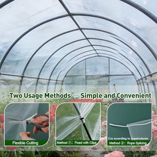 LECWELL Greenhouse Plastic Sheeting,6.5ftx5.9ft Greenhouse Film,Clear Polyethylene Film for Outdoor Plant,Farms,Garden,Agriculture,Waterproof Wind Frost Dust - Image 5