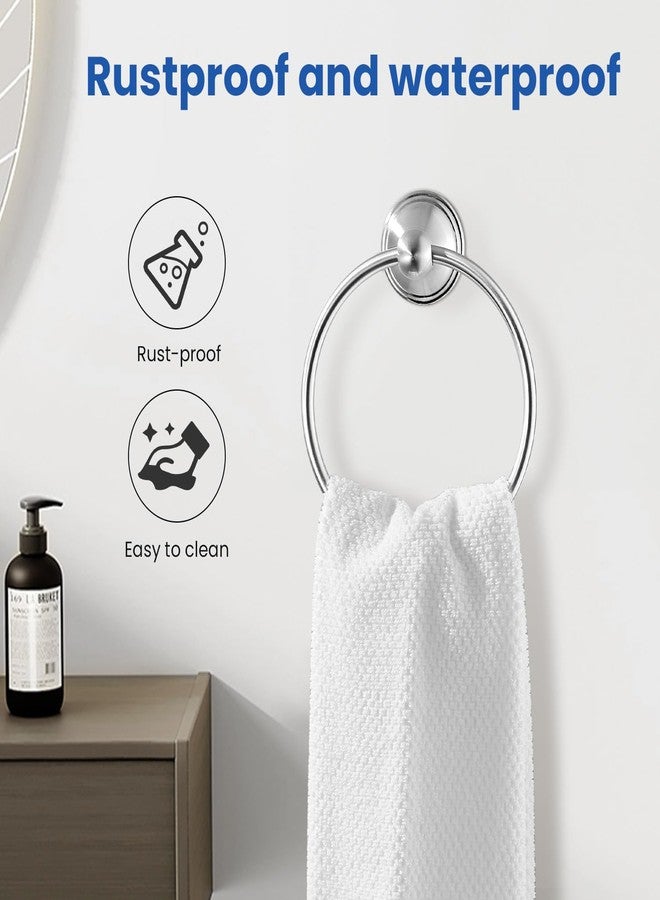 sagetta Hand Towel Holder Towel Ring Set with Toilet Paper Holder 5.55-Inch Bath Towel Ring Diameter Wall Mount Chrome - Image 4