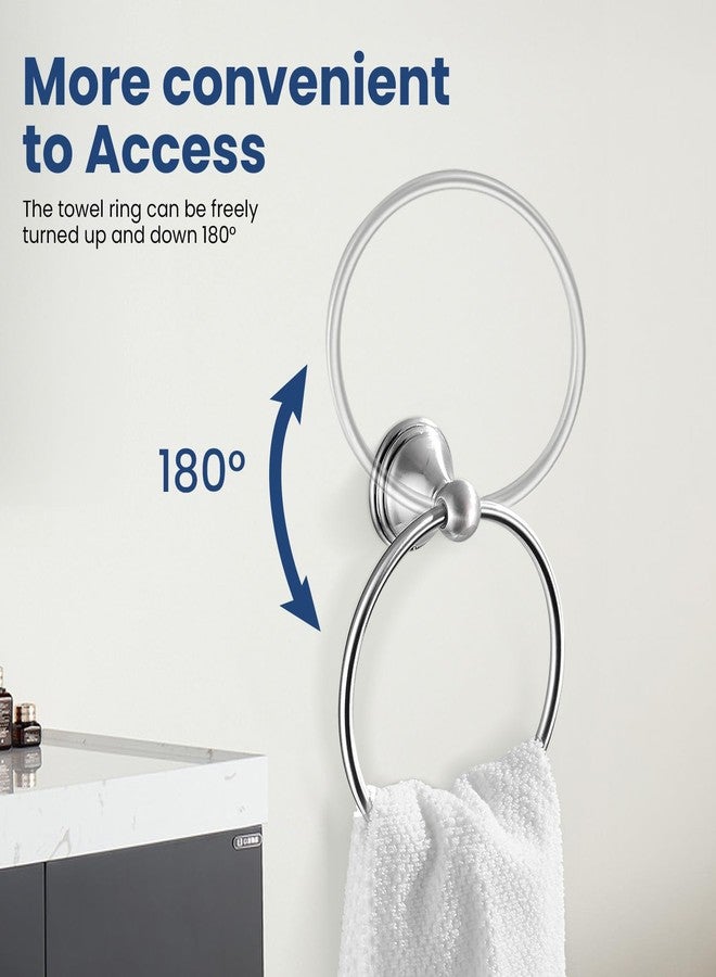 sagetta Hand Towel Holder Towel Ring Set with Toilet Paper Holder 5.55-Inch Bath Towel Ring Diameter Wall Mount Chrome - Image 5